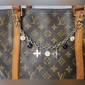 Louis Vuitton Bag Charm Chain Top Handle Keychain Silver Black Gold